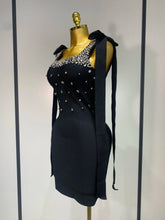 Women Celebrity Sexy Sparly Diamonds Black Mini Bodycon Bandage Dress 2025 Elegant Evening Party Luxury Birthday Dresses